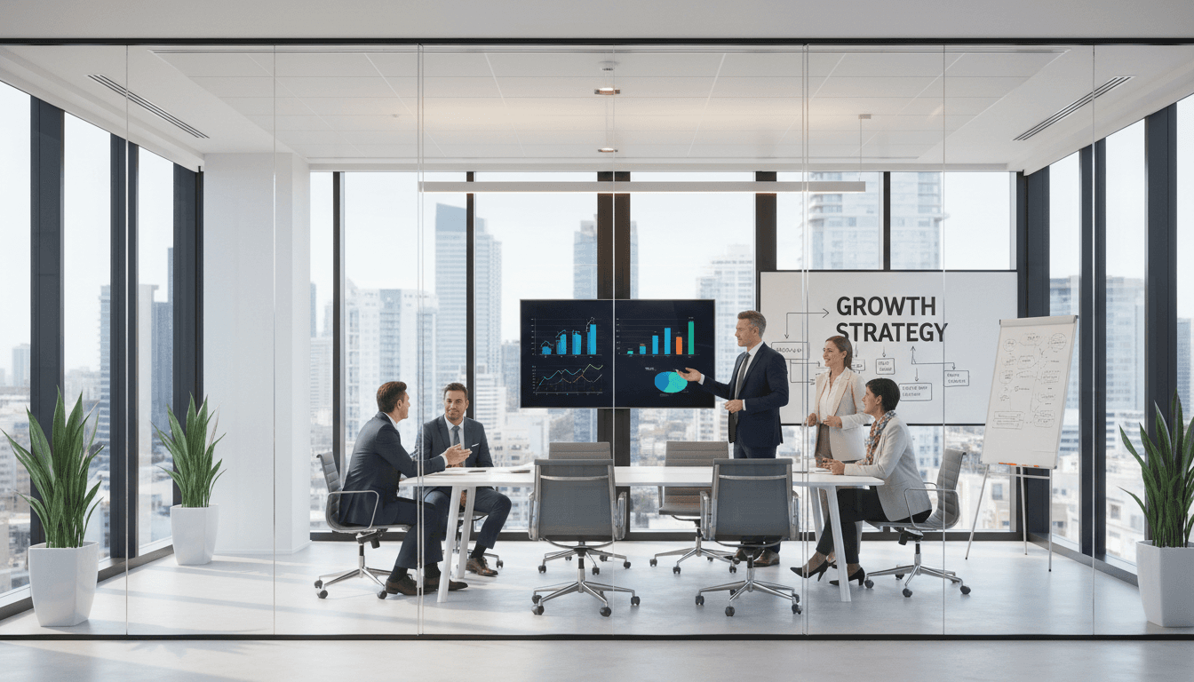 EPMAi team collaborating on AI infrastructure in a modern conference room