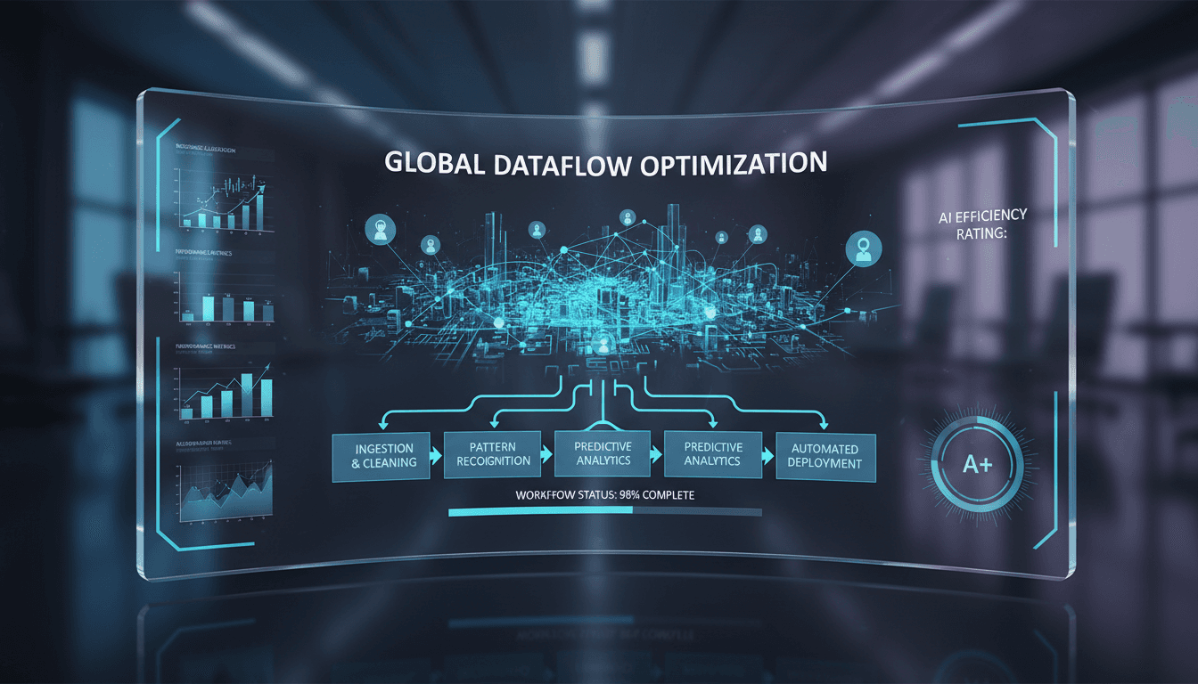 AI-powered workflow dashboard with data analytics and automation visualization
