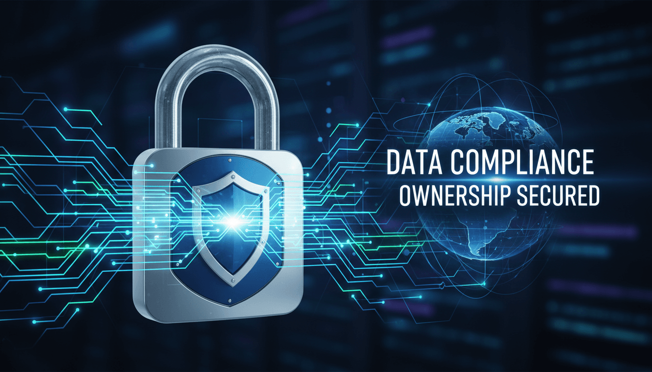 Security lock icon with network connections symbolizing data ownership
