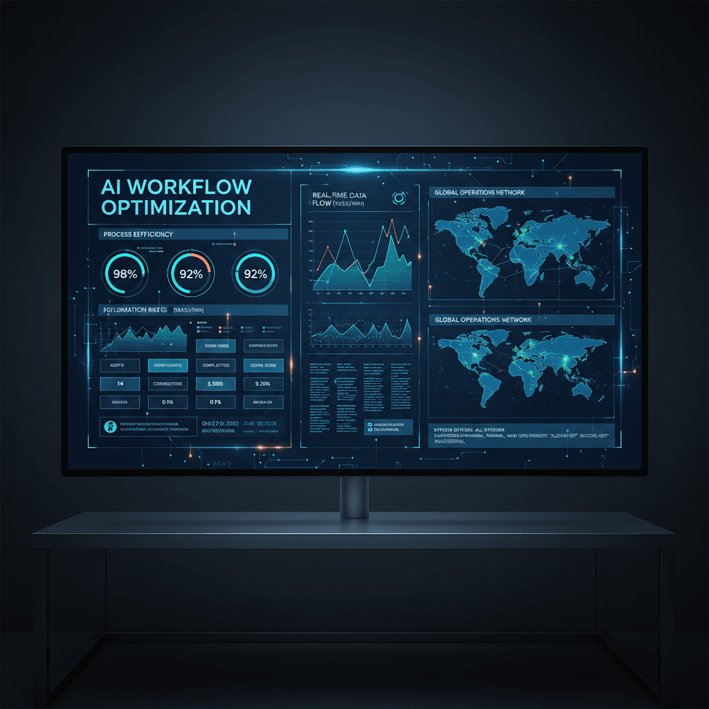 Operational dashboard showing AI workflow automation